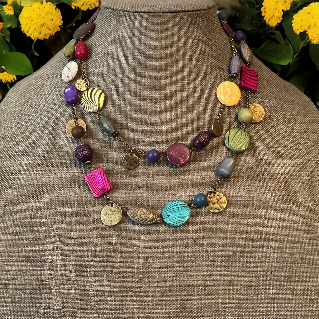 Sonoma Colorful Multi Bead Layered Chain Necklace